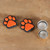 Papier mache magnets, 'Paws of Autumn' (pair) - Paw-Themed Painted Orange and Black Papier Mache Magnet Pair