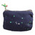 Cotton cosmetic bag, 'Splash of Colors' - Painted Cotton Cosmetic Bag with Wooden Parrot-Themed Charm