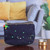 Cotton cosmetic bag, 'Splash of Colors' - Painted Cotton Cosmetic Bag with Wooden Parrot-Themed Charm