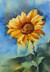 'Sunlit Bloom' - Spring-Themed Impressionist Watercolor Sunflower Painting