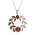 Garnet pendant necklace, 'Captivating Garden' - Floral and Leaf-Inspired Garnet and Silver Pendant Necklace
