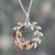Collar colgante con múltiples piedras preciosas - Collar de plata múltiple con colgante floral y de hoja