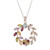 Collar colgante con múltiples piedras preciosas - Collar de plata múltiple con colgante floral y de hoja