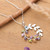 Collar colgante con múltiples piedras preciosas - Collar de plata múltiple con colgante floral y de hoja