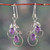 Amethyst dangle earrings, 'Passionate Leaves' - Leaf Tendril Nature-Inspired Amethyst Silver Dangle Earrings