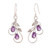 Amethyst dangle earrings, 'Passionate Leaves' - Leaf Tendril Nature-Inspired Amethyst Silver Dangle Earrings