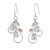 Blue topaz dangle earrings, 'Soothing Leaves' - Leaf Tendril-Themed Silver Earrings with Blue Topaz Stones