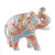 Papier mache sculpture, 'Primaveral Bloom Trunk' - Multicolor Spring-Themed Papier Mache Elephant Sculpture