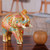 Papier mache sculpture, 'Golden Bloom Trunk' - Golden Spring-Themed Floral Papier Mache Elephant Sculpture
