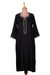 Embroidered cotton tunic dress, 'Palatial Onyx' - Artisan-Made 100% Cotton Tunic Dress in Onyx Black Hues thumbail