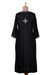 Embroidered cotton tunic dress, 'Palatial Onyx' - Artisan-Made 100% Cotton Tunic Dress in Onyx Black Hues (image 2c) thumbail