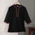 Embroidered tunic, 'Mystic Allure' - Hand-Embroidered Black Tunic with Golden-Hued Beaded Accents (image 2) thumbail
