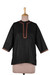 Embroidered tunic, 'Mystic Allure' - Hand-Embroidered Black Tunic with Golden-Hued Beaded Accents thumbail
