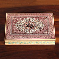 Wood decorative box, 'Crimson Petals' - Spring-Inspired Weeping Willow Wood Box in Crimson Hues