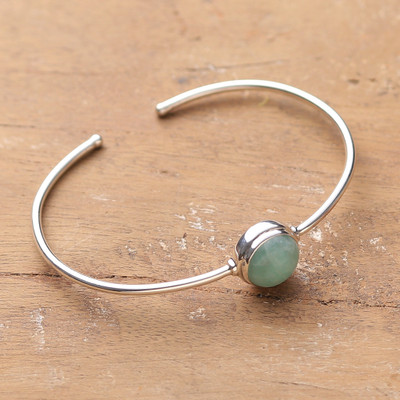 Amazonite cuff bracelet, 'Confident Self' - Polished Amazonite Stone and Sterling Silver Cuff Bracelet