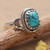 Sterling silver cocktail ring, 'Peaceful Luxury' - Half-Moon-Themed Recon Turquoise Stone Cocktail Ring