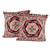 Embroidered cotton cushion covers, 'Woven Whispers' (pair) - Pink and Burgundy Embroidered Cotton Cushion Cover Pair