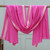 Wool and silk blend shawl, 'Magical Fuchsia' - Fuchsia Wool and Silk Blend Shawl with Zari Thread Stripes