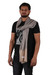 Wool and silk blend shawl, 'Soothing Elegance in Black' - Patterned Wool and Silk Blend Shawl in Black and Beige Hues