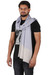Wool and silk blend shawl, 'Soothing Elegance in Blue' - Blue Grey Patterned Unisex Wool and Silk Blend Shawl