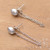 Rainbow moonstone dangle earrings, 'Flowing White' - Rainbow Moonstone Hanging Chains Silver Dangle Earrings