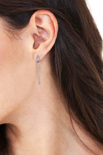 Rainbow moonstone dangle earrings, 'Flowing White' - Rainbow Moonstone Hanging Chains Silver Dangle Earrings