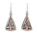 Sterling silver dangle earrings, 'Tree Triangle' - Tree of Life Triangular Openwork Silver Dangle Earrings