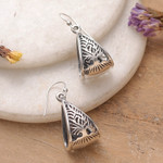 Sterling silver dangle earrings, 'Tree Triangle' - Tree of Life Triangular Openwork Silver Dangle Earrings