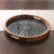 Wood tray, 'Tide of Mosaics' - Mandala-Inspired Round Blue Resin-Coated Mango Wood Tray