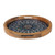 Wood tray, 'Tide of Mosaics' - Mandala-Inspired Round Blue Resin-Coated Mango Wood Tray