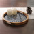 Wood tray, 'Tide of Mosaics' - Mandala-Inspired Round Blue Resin-Coated Mango Wood Tray