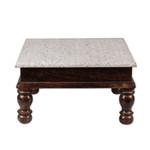 Wood chowki table, 'Palace in Heaven' - Traditional Spring-Themed Mango Wood and Brass Chowki Table
