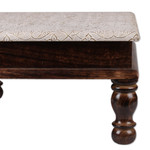 Wood chowki table, 'Palace in Heaven' - Traditional Spring-Themed Mango Wood and Brass Chowki Table