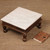 Wood chowki table, 'Palace in Heaven' - Traditional Spring-Themed Mango Wood and Brass Chowki Table
