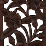 Wood relief panel, 'Primaveral Portrait' - Spring-Themed Polished Rectangular Mango Wood Relief Panel