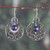 Lapis lazuli dangle earrings, 'Royal Enigma' - Half-Moon-Themed Lapis Lazuli Dangle Earrings from India