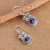 Lapis lazuli dangle earrings, 'Royal Owl' - Owl-Shaped Sterling Silver and Lapis Lazuli Dangle Earrings