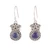 Lapis lazuli dangle earrings, 'Royal Owl' - Owl-Shaped Sterling Silver and Lapis Lazuli Dangle Earrings