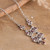 Garnet pendant necklace, 'Dancing Chandelier' - Chandelier-Themed Garnet Sterling Silver Pendant Necklace