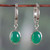 Onyx dangle earrings, 'Cycle of Green' - High-Polished Green Onyx and Sterling Silver Dangle Earrings