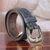 Men's leather belt, 'Navy Gallant' - Classic-Patterned Handmade Navy Blue Leather Belt for Men