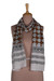 Cotton shawl, 'Earthy Elegance' - Leaf Floral and Square-Themed Block-Printed Cotton Shawl