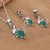 Rhodium-plated onyx jewelry set, 'Serene Greenery' - Rhodium-Plated Onyx Necklace and Earrings Leafy Jewelry Set