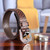 Men’s leather belt, 'Honeycomb Appeal' - Men's Embossed Brown Leather Belt with Antique Brass Buckle