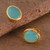 Gold-plated chalcedony button earrings, 'Scintillating Sea' - 8-Carat Chalcedony 18k Gold-Plated Button Earrings