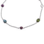 Reconstituted turquoise station bracelet, 'Dazzling Saga' - Silver Station Bracelet with Reconstituted Turquoise Stones