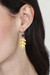 Quartz dangle earrings, 'Lustrous Leaf' - Quartz and Brass Leaf Dangle Earrings with Antique Finish