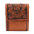 Leather sling bag, 'Timeless Elegance in Tan' - Tan Leather Sling Bag with Embossed Floral Paisley Designs