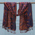 Reversible wool shawl, 'Botanical Elegance' - Floral Leaf-Themed Reversible Wool Shawl in Orange and Blue