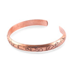 Copper cuff bracelet, 'Sacred Script' - Copper Cuff Bracelet with Devanagari Script Motif from India